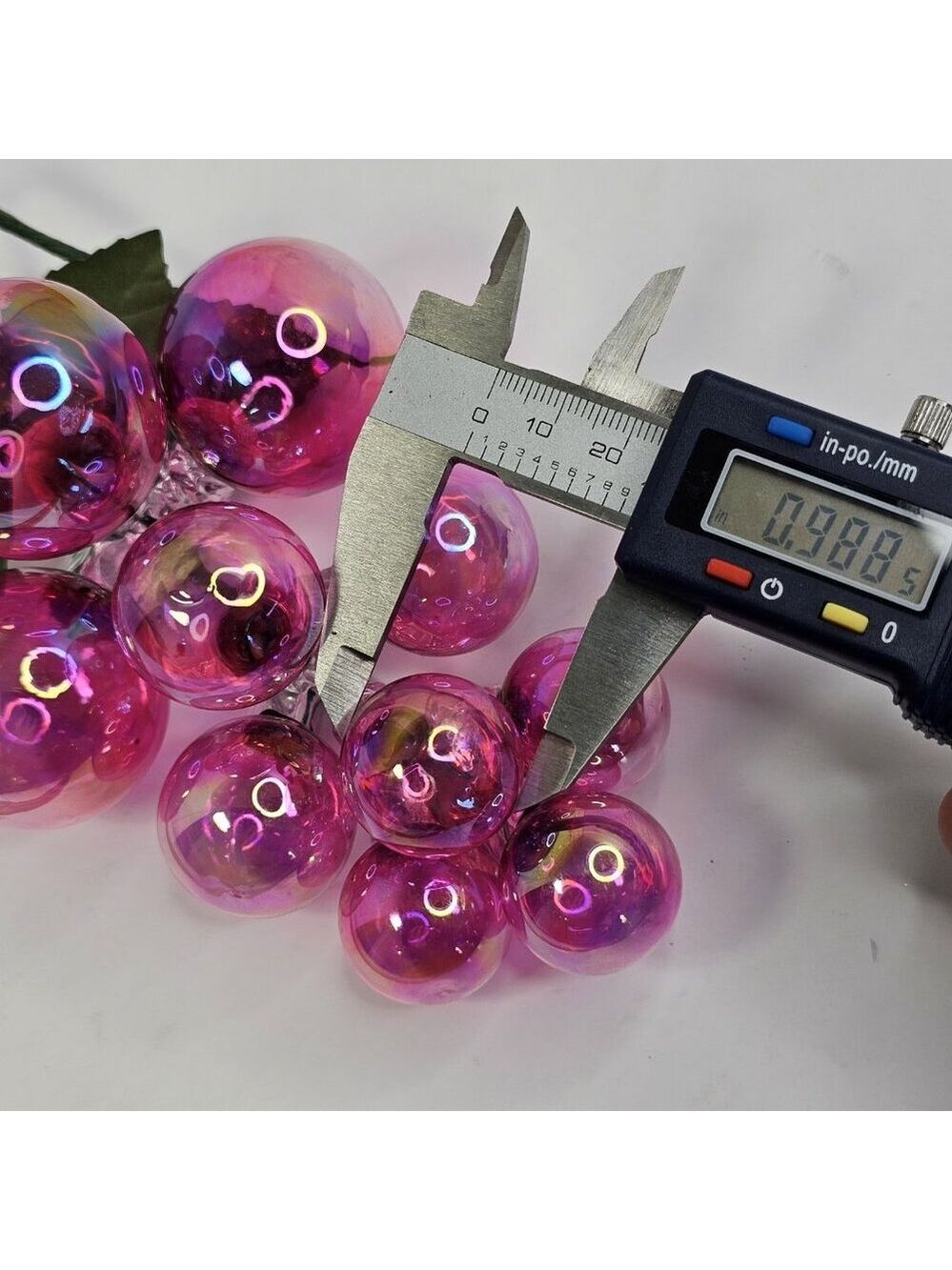 Silvestri Vintage Christmas Ornament Grape Cluster Glass Iridescent Pink Red - Picture 10 of 13